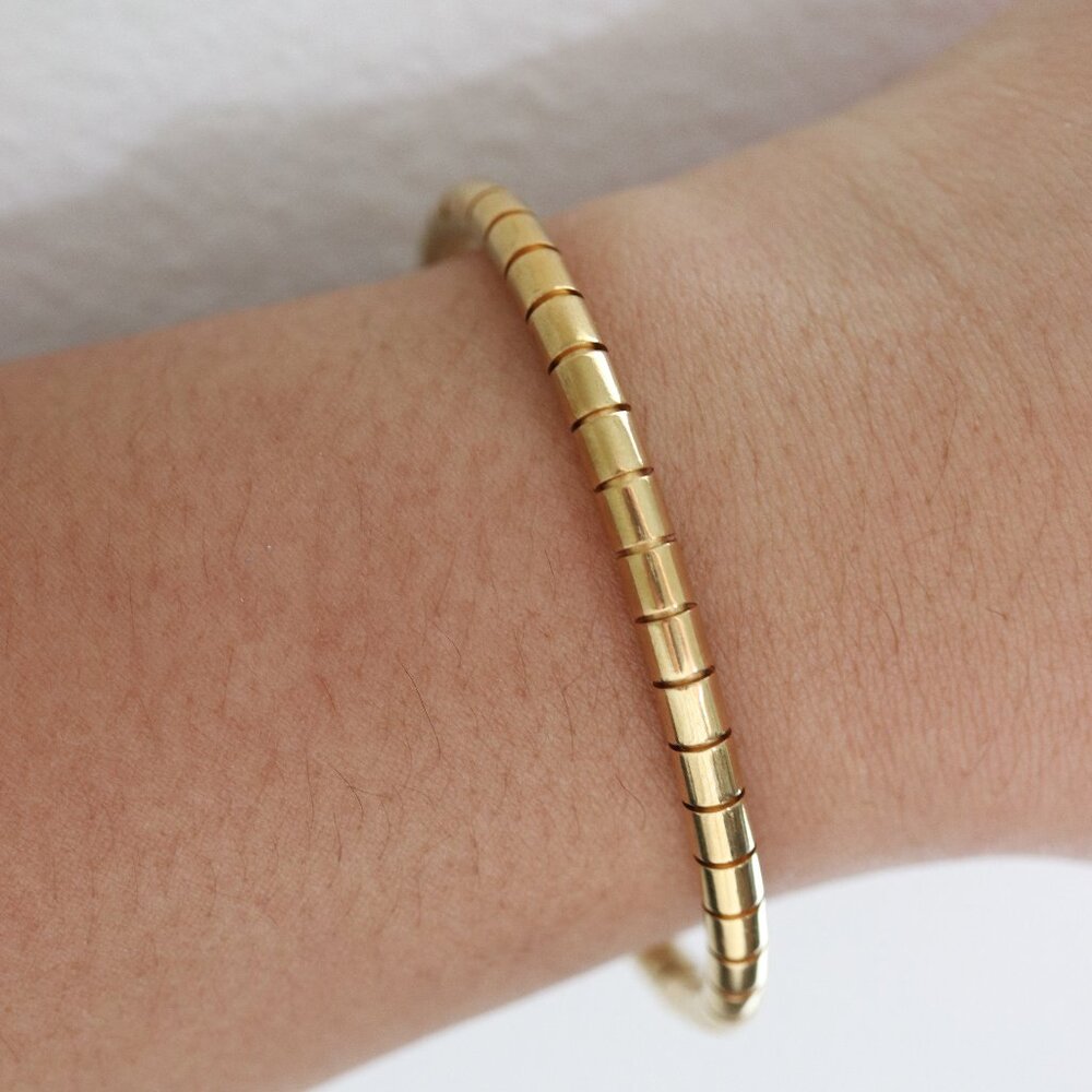 17cm Snake Skin Style Gold Plated Bangle Bracelet Stainless Steel